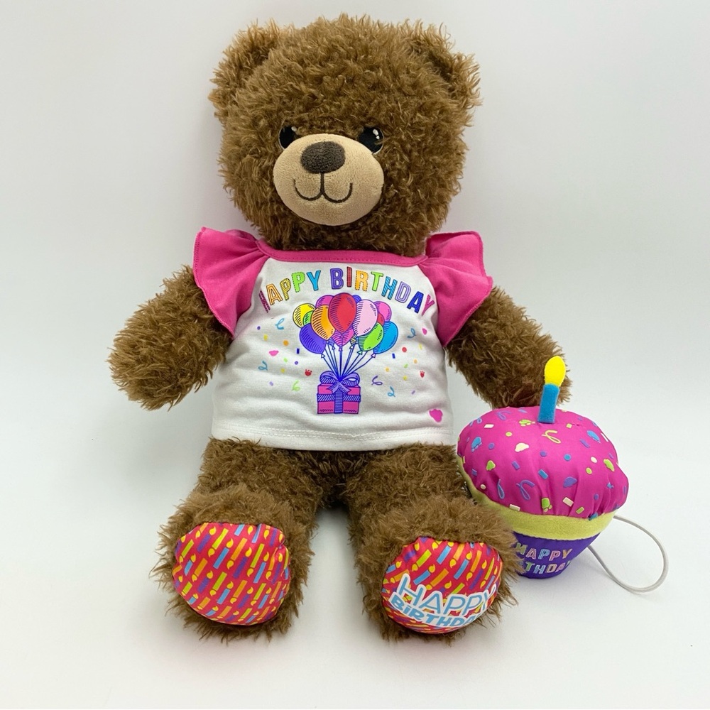 Build-A-Bear Happy Birthday Plush Stuffed Animal Teddy Bear W/ Outfit & Cupcake
